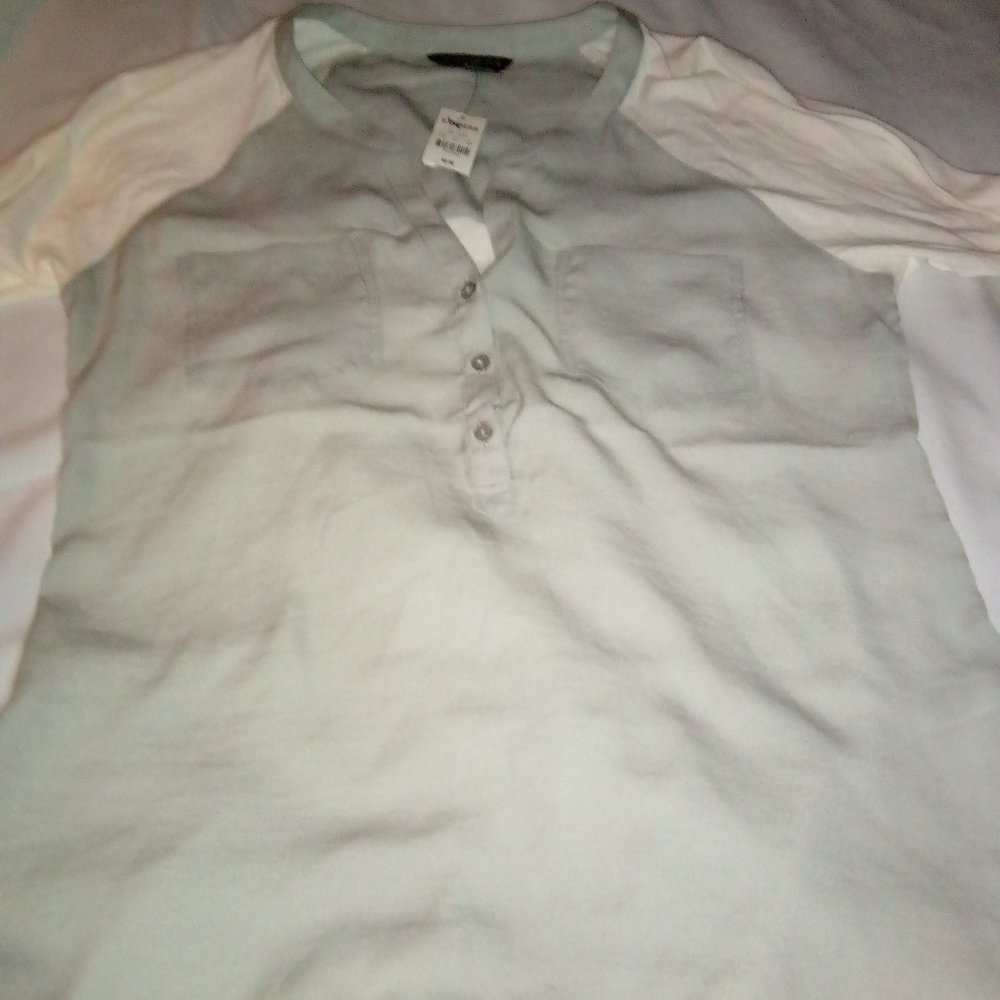 Express nwt grey and white top